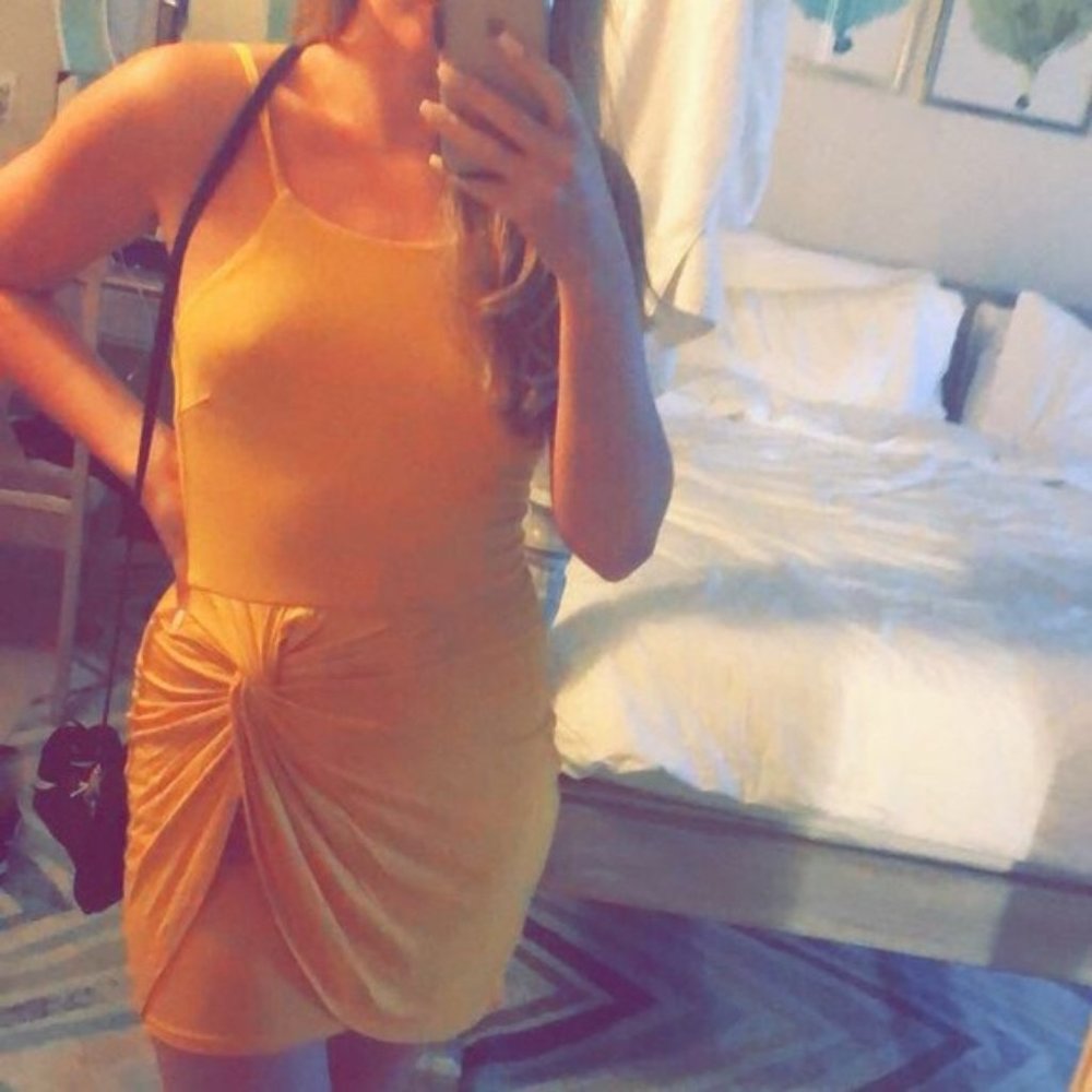 Forever 21 Olia Golden Yellow Knot Bodycon Dress